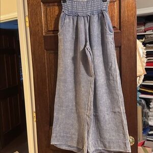 Vintage Havana-Blue Wide-Leg Pants